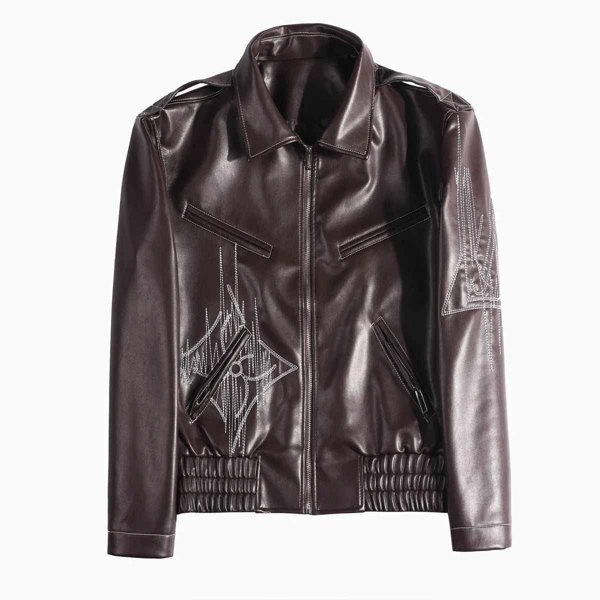 Blouson en cuir brodé Regent GENTELUXIO™