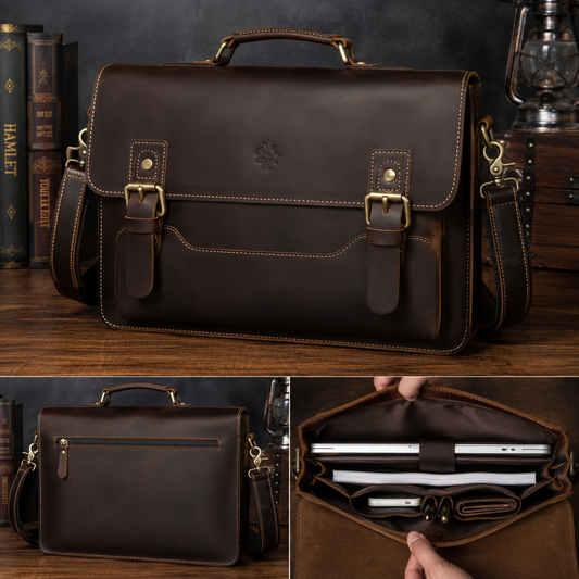 GENTELUXIO™ Mallette de Direction Heritage – Sac d'Affaires en Cuir Véritable Premium