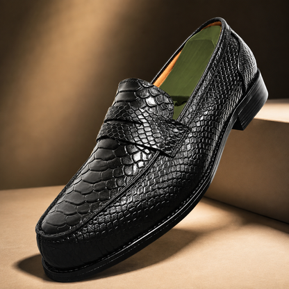 Mocassins en cuir de python GENTELUXIO™ Monarch – Chaussures de ville de luxe à enfiler