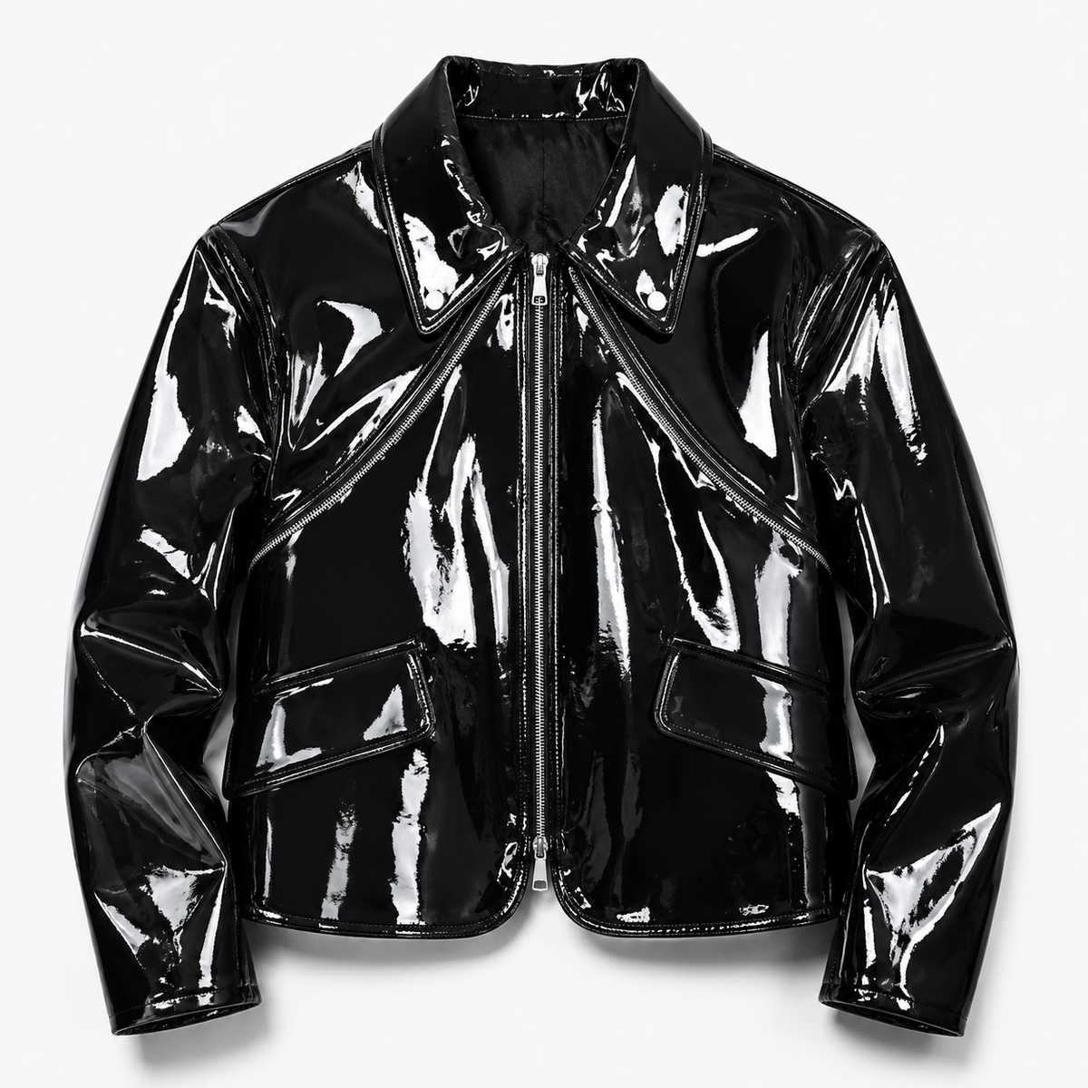 Blouson en cuir verni GENTELUXIO™ Eclipse – Manteau de motard brillant de qualité supérieure