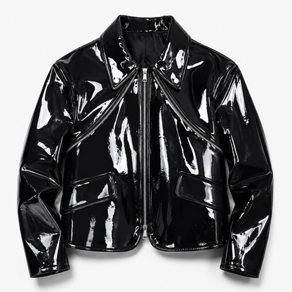 Blouson en cuir verni GENTELUXIO™ Eclipse – Manteau de motard brillant de qualité supérieure
