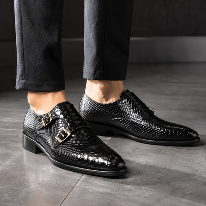 Mocassins GENTELUXIO™ Imperial Python – Chaussures à double boucle en cuir véritable de première qualité