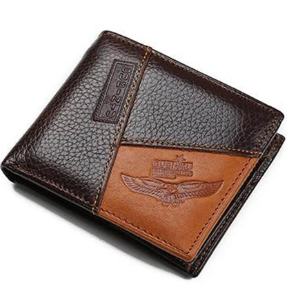 Portefeuille en cuir GENTELUXIO™ Imperial Eagle – Bifold avec fermeture éclair et compartiment à monnaie