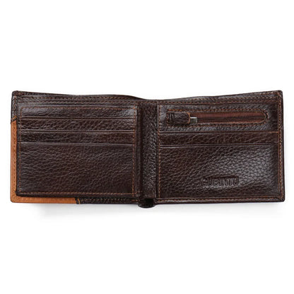 Portefeuille en cuir GENTELUXIO™ Imperial Eagle – Bifold avec fermeture éclair et compartiment à monnaie