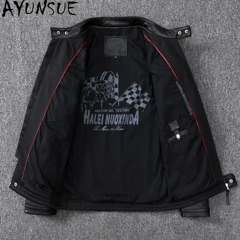 Blouson de moto en cuir slim pour hommes GENTELUXIO™ Apex Rider