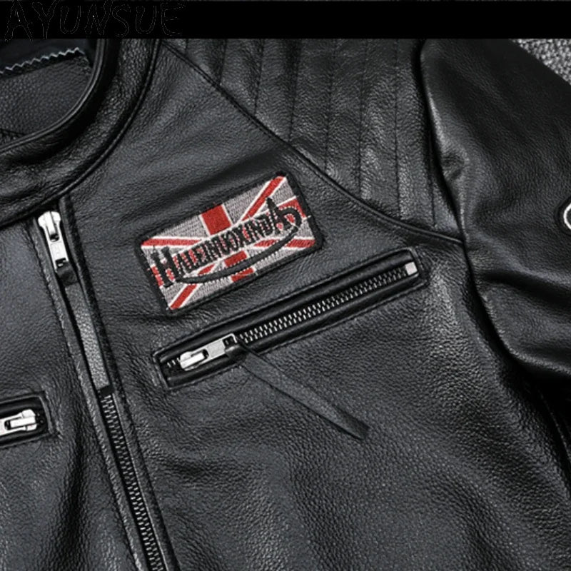 Blouson de moto en cuir slim pour hommes GENTELUXIO™ Apex Rider