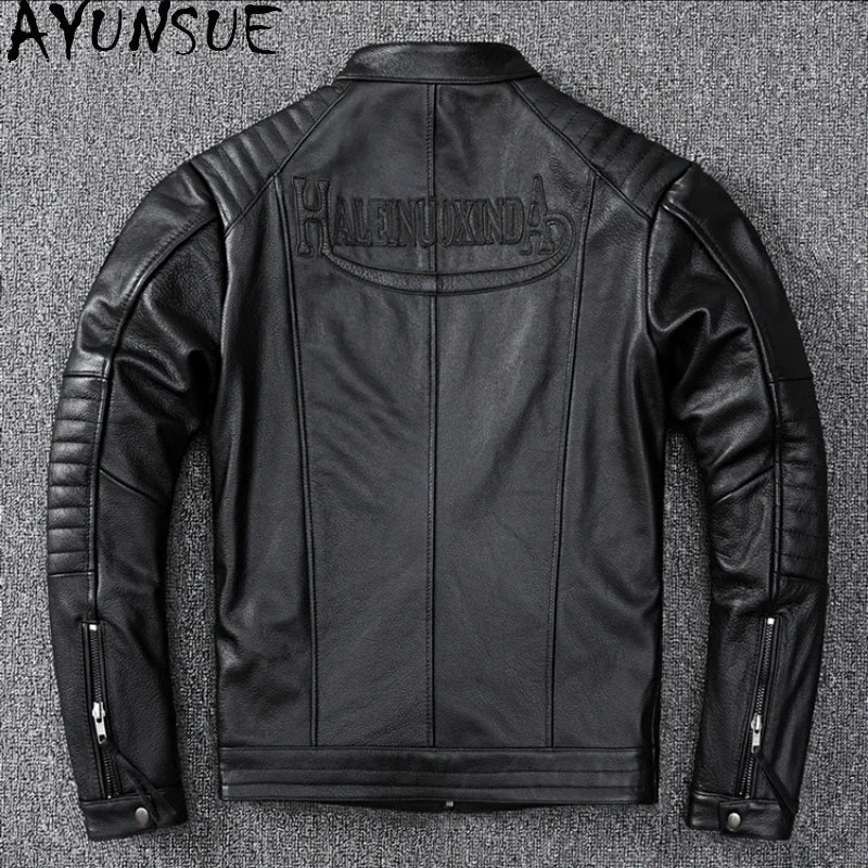 Blouson de moto en cuir slim pour hommes GENTELUXIO™ Apex Rider
