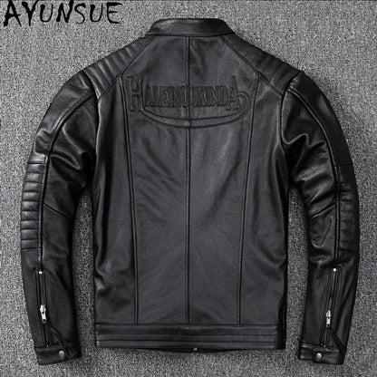 Blouson de moto en cuir slim pour hommes GENTELUXIO™ Apex Rider
