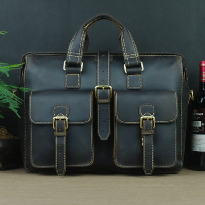 GENTELUXIO™ Heritage Voyager Porte-documents – Sacoche pour ordinateur portable en cuir Crazy Horse de qualité supérieure