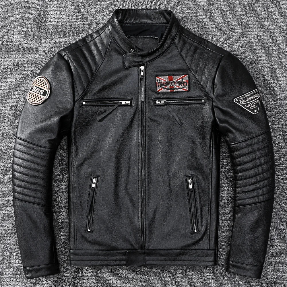 Blouson de moto en cuir slim pour hommes GENTELUXIO™ Apex Rider