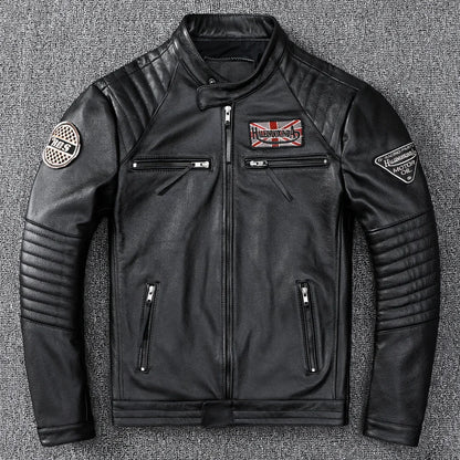 Blouson de moto en cuir slim pour hommes GENTELUXIO™ Apex Rider