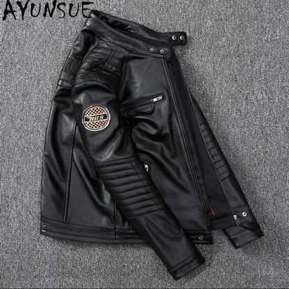 Blouson de moto en cuir slim pour hommes GENTELUXIO™ Apex Rider