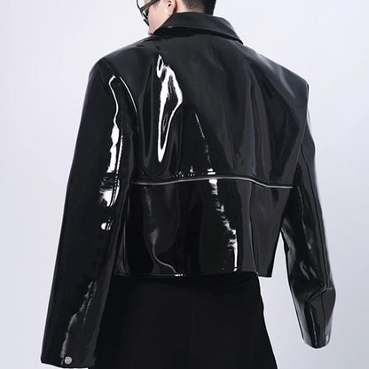 Blouson en cuir verni GENTELUXIO™ Eclipse – Manteau de motard brillant de qualité supérieure
