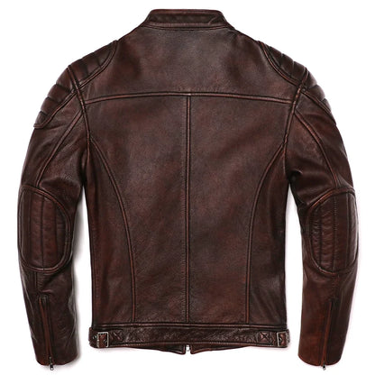 Blouson en cuir GENTELUXIO™ Heritage Rider – Manteau de moto vintage en cuir de vachette de première qualité