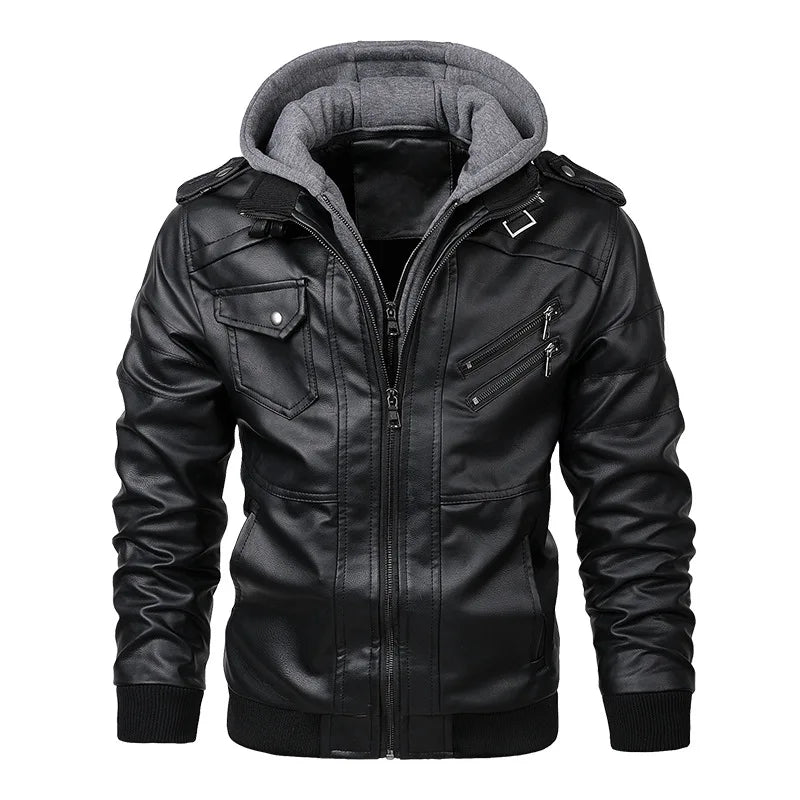Blouson moto en cuir PU GENTELUXIO™ Urban Rider pour homme