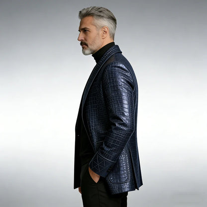 Veste de smoking GENTELUXIO™ Royal Croc – Veste de luxe en cuir à un bouton