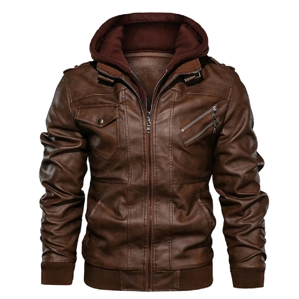 Blouson moto en cuir PU GENTELUXIO™ Urban Rider pour homme