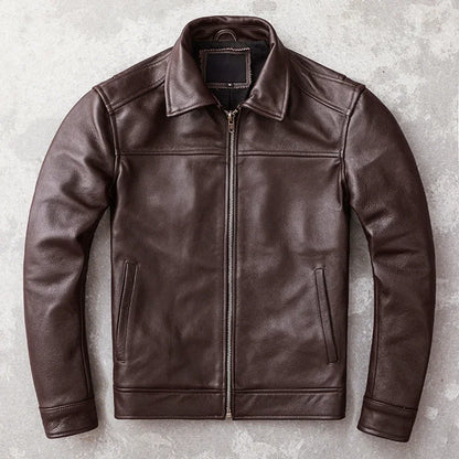 GENTELUXIO™ Heritage Slim-Fit Men’s Genuine Cowhide Leather Jacket