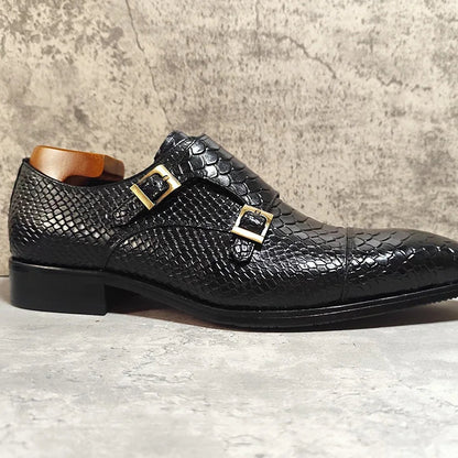 Mocassins GENTELUXIO™ Imperial Python – Chaussures à double boucle en cuir véritable de première qualité