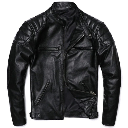 Blouson en cuir GENTELUXIO™ Heritage Rider – Manteau de moto vintage en cuir de vachette de première qualité