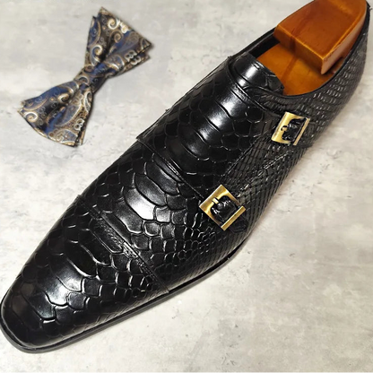 Mocassins GENTELUXIO™ Imperial Python – Chaussures à double boucle en cuir véritable de première qualité