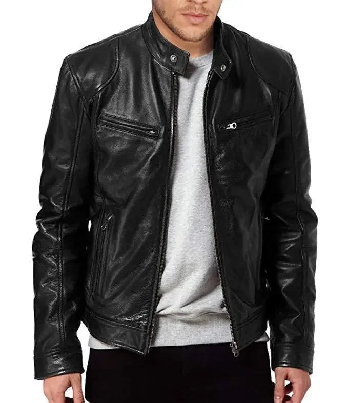 GENTELUXIO™ Relaxed Rider Men’s PU Leather Bomber Jacket