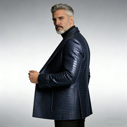 Veste de smoking GENTELUXIO™ Royal Croc – Veste de luxe en cuir à un bouton