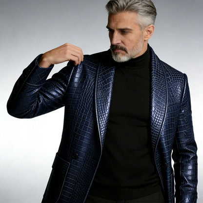Veste de smoking GENTELUXIO™ Royal Croc – Veste de luxe en cuir à un bouton