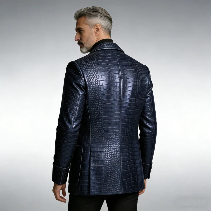 Veste de smoking GENTELUXIO™ Royal Croc – Veste de luxe en cuir à un bouton