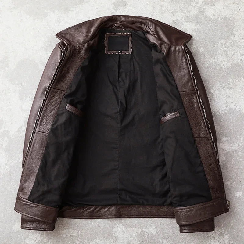 GENTELUXIO™ Heritage Slim-Fit Men’s Genuine Cowhide Leather Jacket