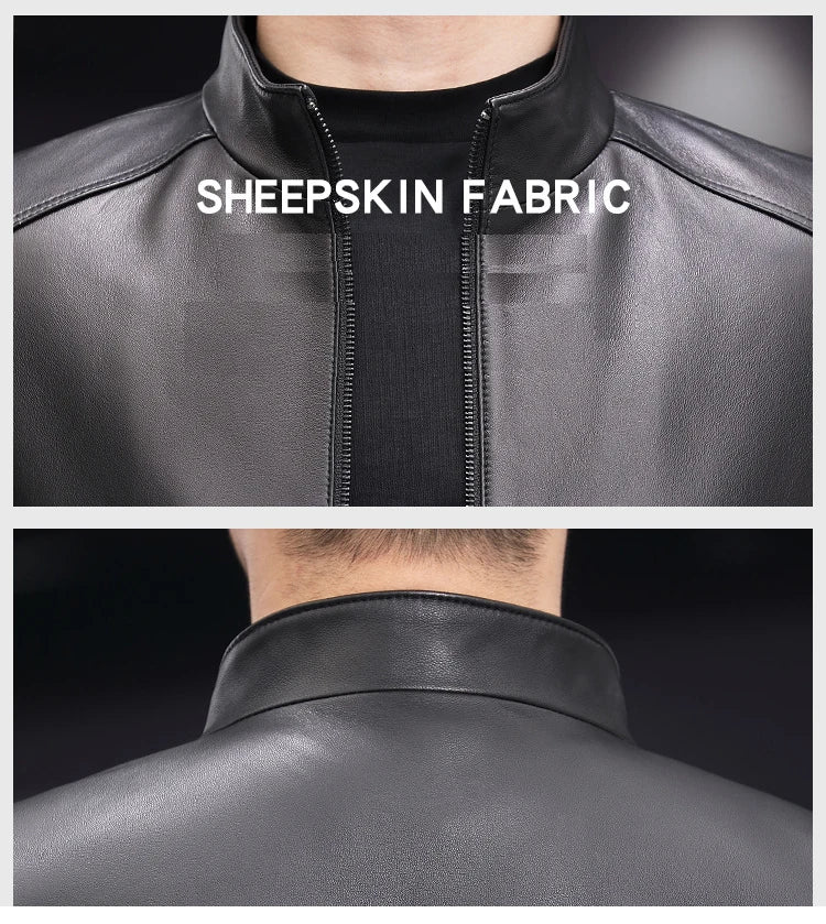 GENTELUXIO™ Blouson en Cuir Alpine Prestige – Manteau de Moto Col Montant Blanc Premium