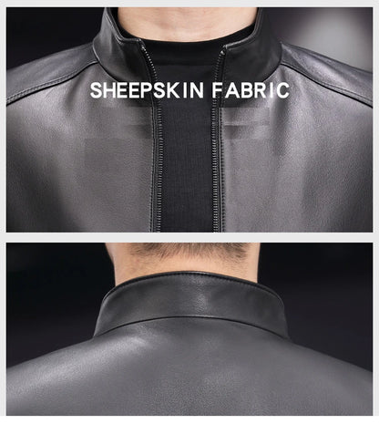 GENTELUXIO™ Blouson en Cuir Alpine Prestige – Manteau de Moto Col Montant Blanc Premium
