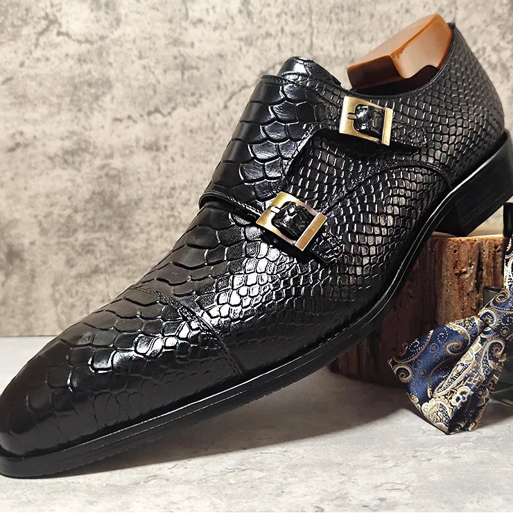 Mocassins GENTELUXIO™ Imperial Python – Chaussures à double boucle en cuir véritable de première qualité