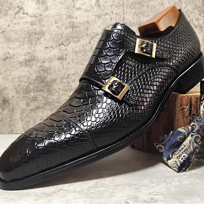 Mocassins GENTELUXIO™ Imperial Python – Chaussures à double boucle en cuir véritable de première qualité