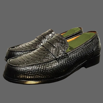 Mocassins en cuir de python GENTELUXIO™ Monarch – Chaussures de ville de luxe à enfiler