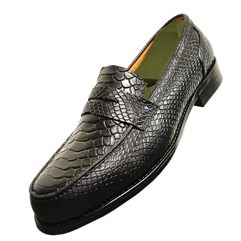 Mocassins en cuir de python GENTELUXIO™ Monarch – Chaussures de ville de luxe à enfiler