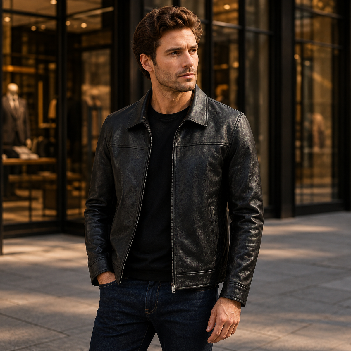 GENTELUXIO™ Heritage Slim-Fit Men’s Genuine Cowhide Leather Jacket