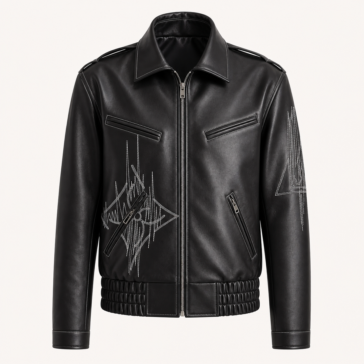 Blouson en cuir brodé Regent GENTELUXIO™