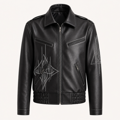 Blouson en cuir brodé Regent GENTELUXIO™