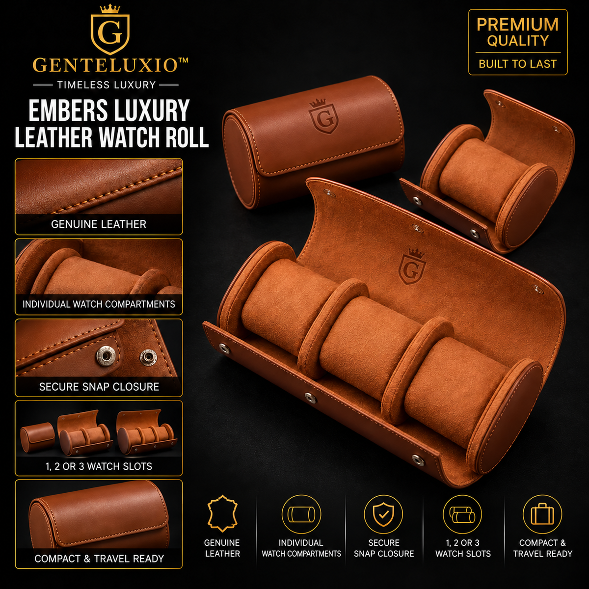 GENTELUXIO™ Embers Étui en cuir de luxe pour montres