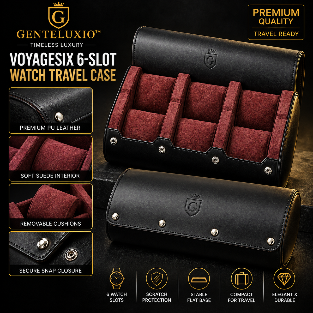 GENTELUXIO™ VoyageSix Étui de Voyage pour Six Montres