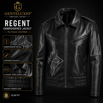 Blouson en cuir brodé Regent GENTELUXIO™